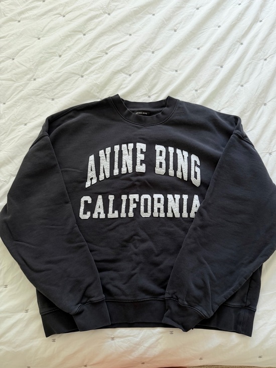 Anine Bing Tops - Anine Bing Black Crewneck Sweatshirt White 'California' collegiate letters (XS)